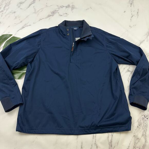 Polo Golf Ralph Lauren Mens Pullover Windbreaker Jacket Size L Navy Blue Zip - Picture 1 of 12